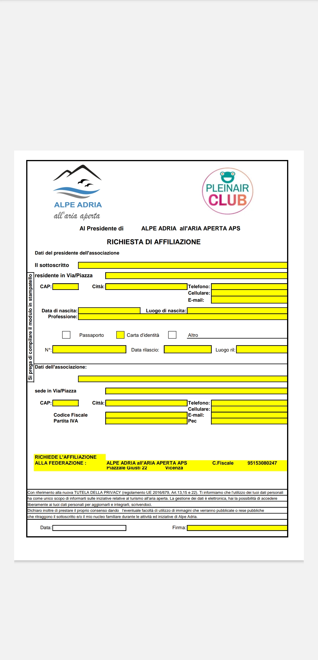 iscrizione Alpe Adria aa